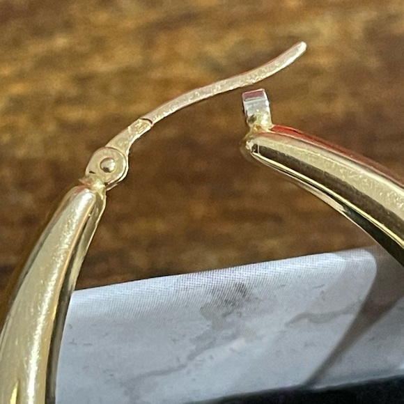 K18 18K 750 Italy Real Gold Oversized Hoop Earrings - Picture 6 of 9